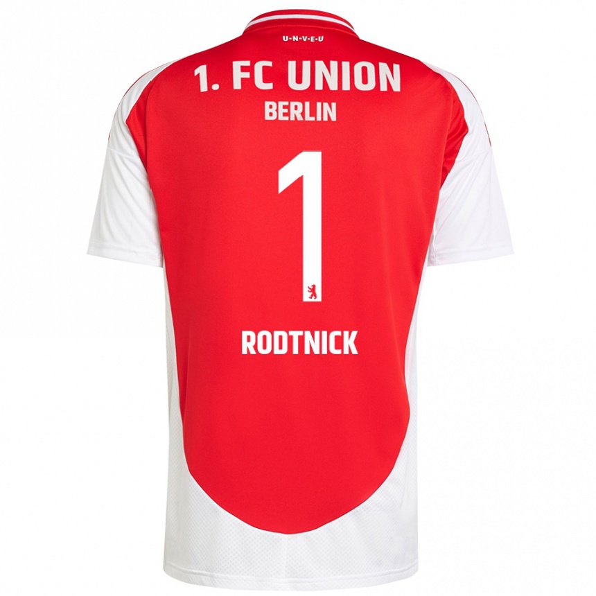 Niño Fútbol Camiseta Jaden Rodtnick #1 Rojo Blanco 1ª Equipación 2024/25 Perú