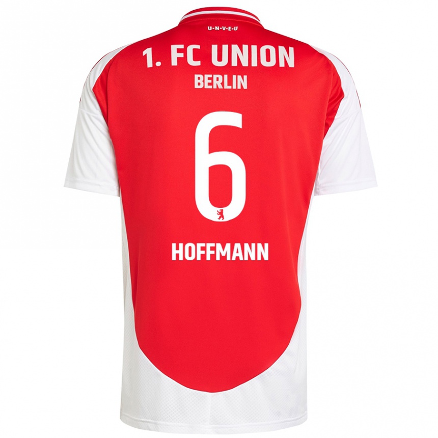 Niño Fútbol Camiseta Finn Hoffmann #6 Rojo Blanco 1ª Equipación 2024/25 Perú