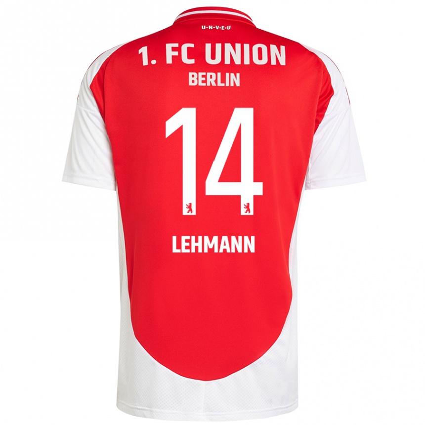 Niño Fútbol Camiseta Noah Lehmann #14 Rojo Blanco 1ª Equipación 2024/25 Perú