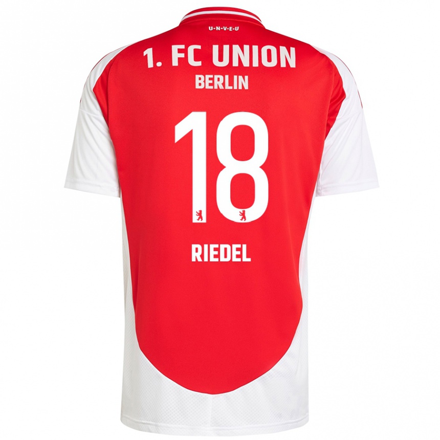 Niño Fútbol Camiseta Aaron Riedel #18 Rojo Blanco 1ª Equipación 2024/25 Perú