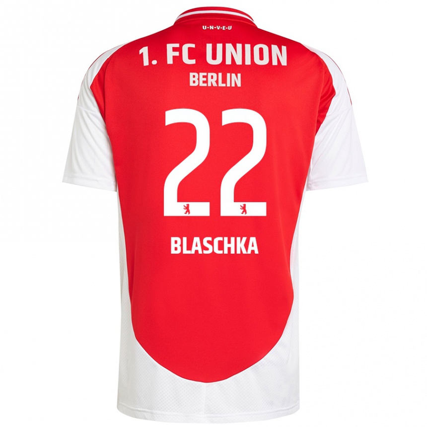 Niño Fútbol Camiseta Anouk Blaschka #22 Rojo Blanco 1ª Equipación 2024/25 Perú