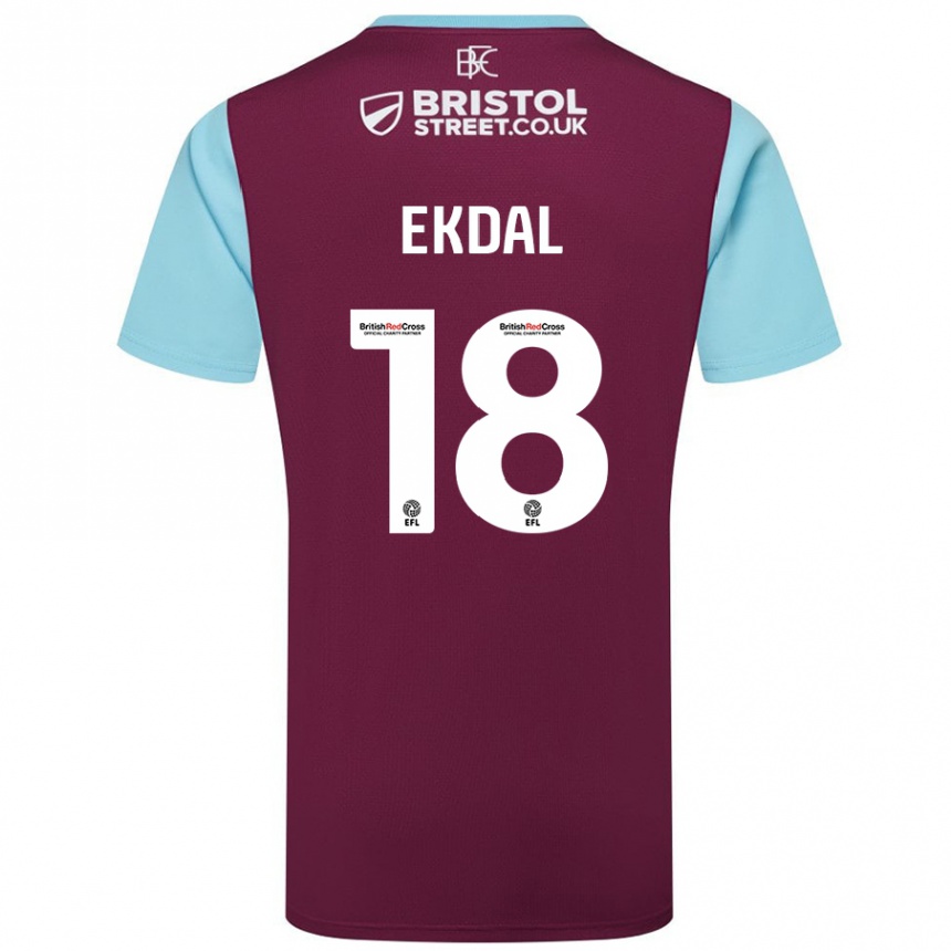 Niño Fútbol Camiseta Hjalmar Ekdal #18 Borgoña Azul Cielo 1ª Equipación 2024/25 Perú