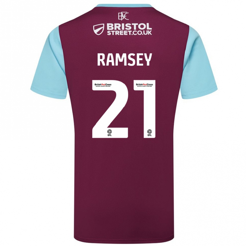 Niño Fútbol Camiseta Aaron Ramsey #21 Borgoña Azul Cielo 1ª Equipación 2024/25 Perú