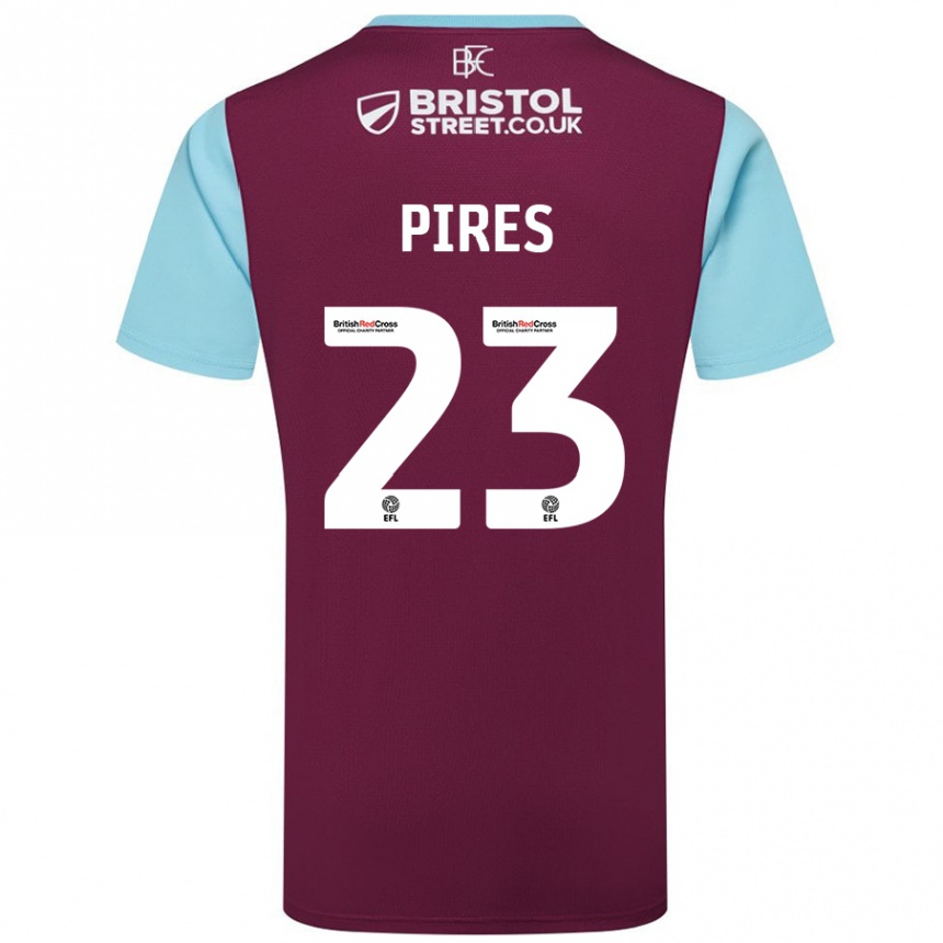 Niño Fútbol Camiseta Lucas Pires #23 Borgoña Azul Cielo 1ª Equipación 2024/25 Perú