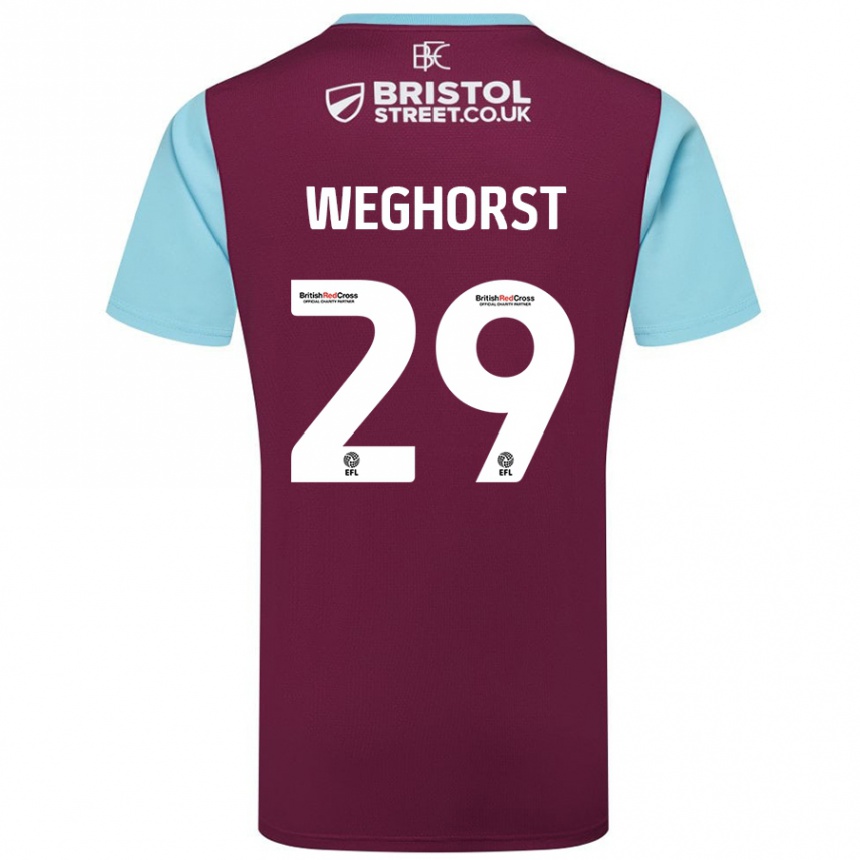 Niño Fútbol Camiseta Wout Weghorst #29 Borgoña Azul Cielo 1ª Equipación 2024/25 Perú