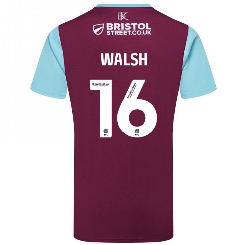 Niño Fútbol Camiseta Lucy Walsh #16 Borgoña Azul Cielo 1ª Equipación 2024/25 Perú