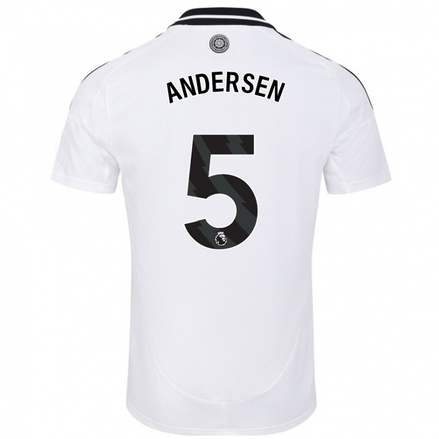 Niño Fútbol Camiseta Joachim Andersen #5 Blanco 1ª Equipación 2024/25 Perú