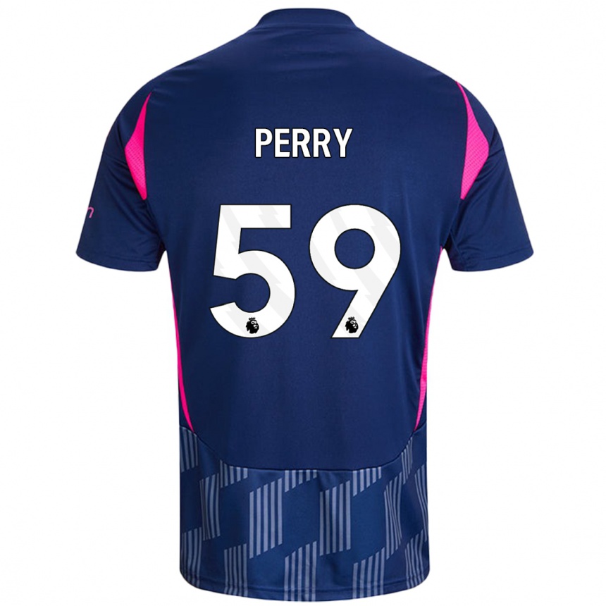 Niño Fútbol Camiseta Ben Perry #59 Azul Real Rosa 2ª Equipación 2024/25 Perú