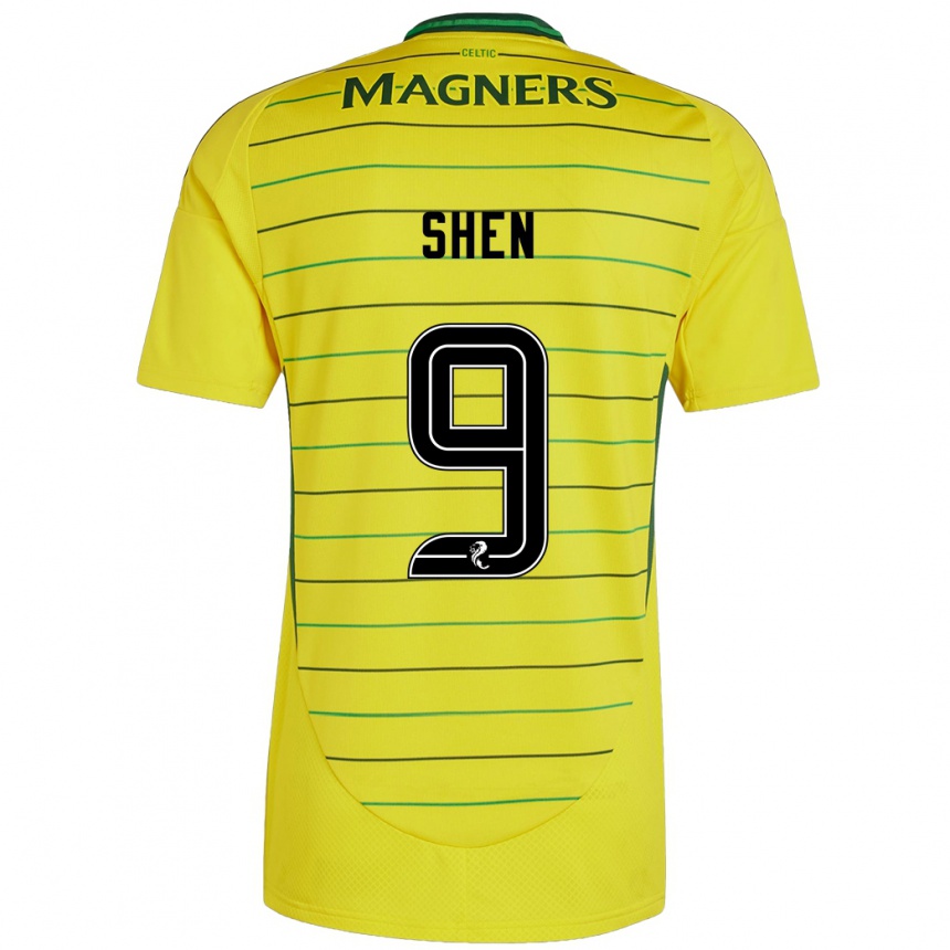 Niño Fútbol Camiseta Shen Mengyu #9 Amarillo 2ª Equipación 2024/25 Perú