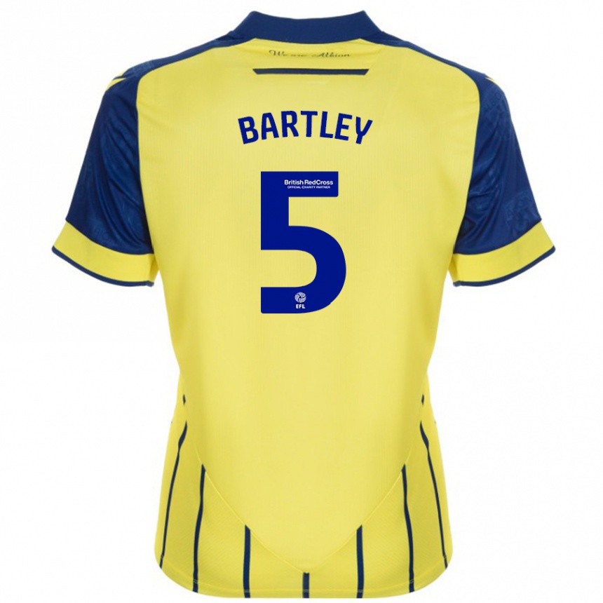 Niño Fútbol Camiseta Kyle Bartley #5 Amarillo Azul 2ª Equipación 2024/25 Perú