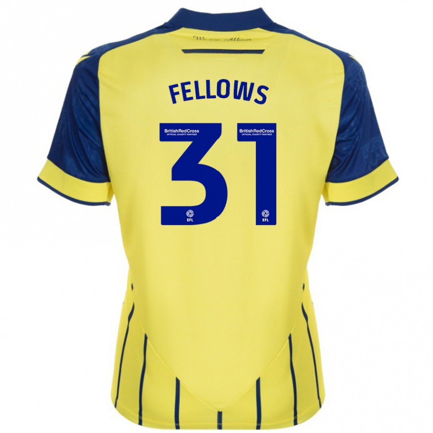 Niño Fútbol Camiseta Tom Fellows #31 Amarillo Azul 2ª Equipación 2024/25 Perú