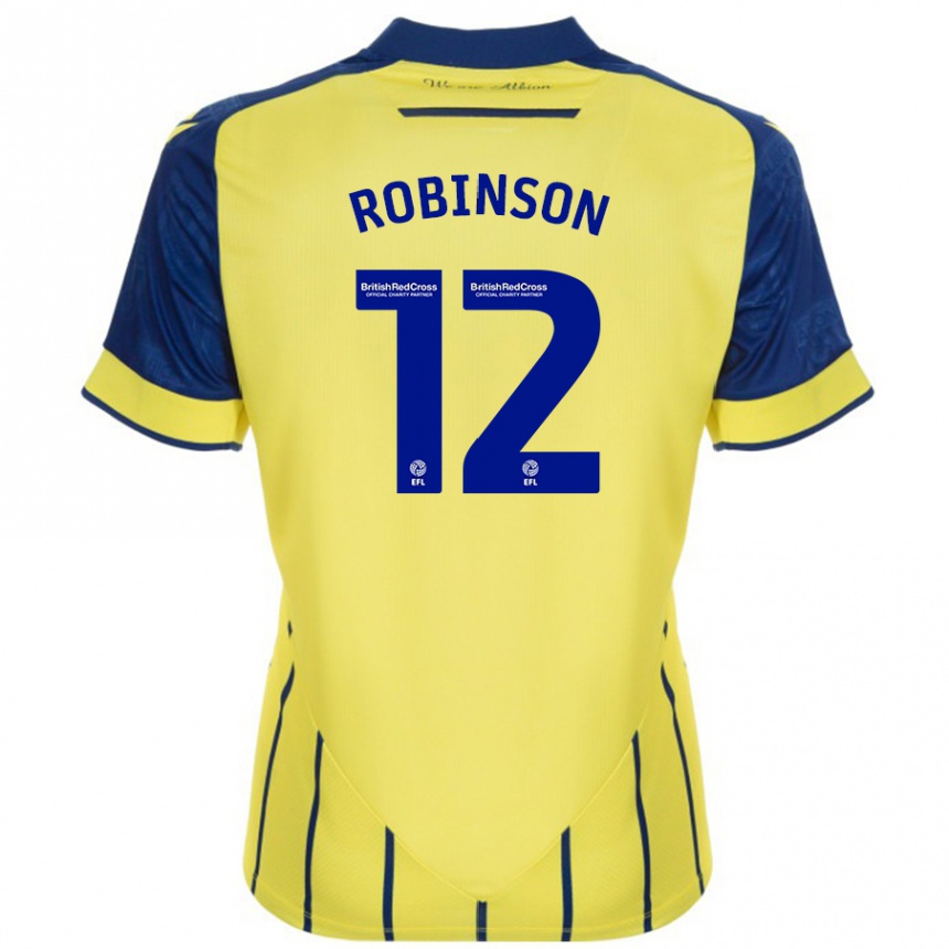 Niño Fútbol Camiseta Leanne Robinson #12 Amarillo Azul 2ª Equipación 2024/25 Perú