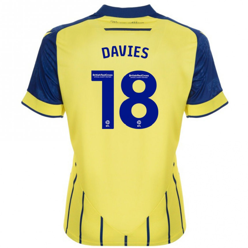 Niño Fútbol Camiseta Jessica Davies #18 Amarillo Azul 2ª Equipación 2024/25 Perú