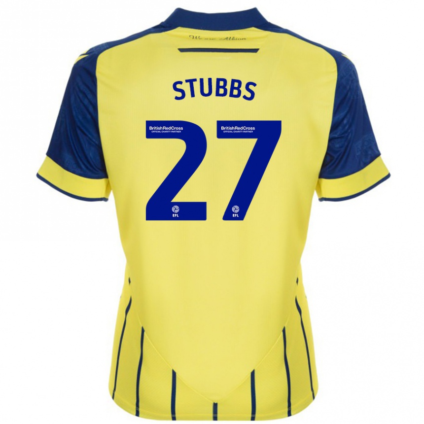 Niño Fútbol Camiseta Olivia Stubbs #27 Amarillo Azul 2ª Equipación 2024/25 Perú