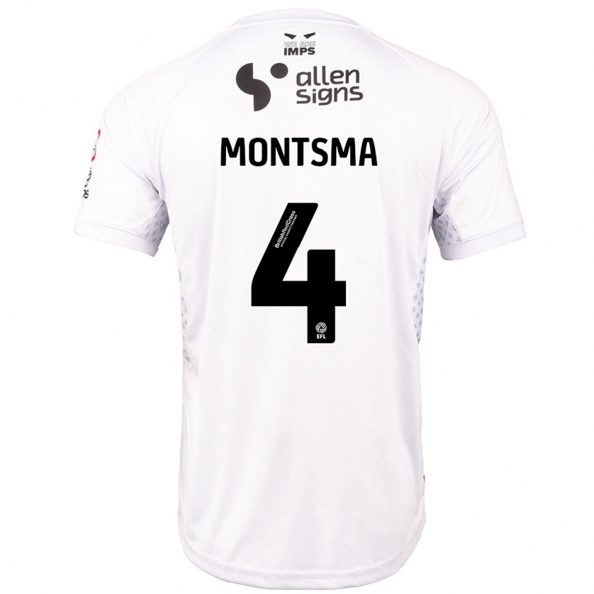 Niño Fútbol Camiseta Lewis Montsma #4 Rojo Blanco 2ª Equipación 2024/25 Perú