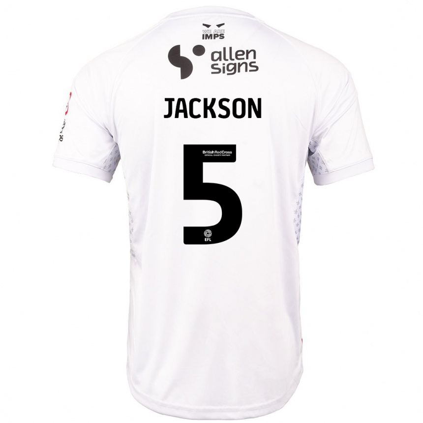 Niño Fútbol Camiseta Adam Jackson #5 Rojo Blanco 2ª Equipación 2024/25 Perú