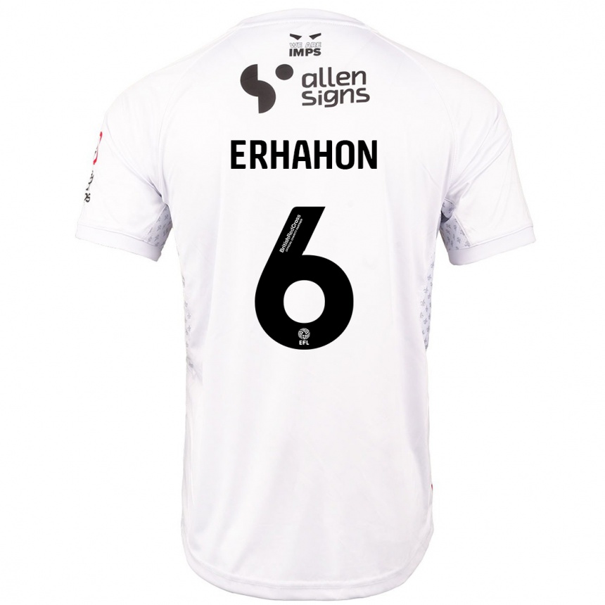 Niño Fútbol Camiseta Ethan Erhahon #6 Rojo Blanco 2ª Equipación 2024/25 Perú