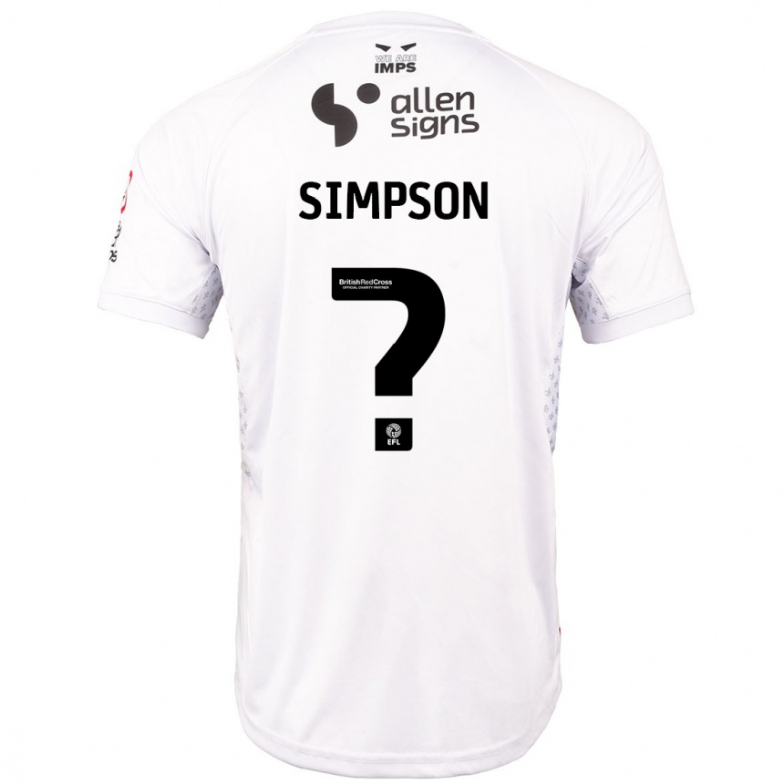 Niño Fútbol Camiseta John Simpson #0 Rojo Blanco 2ª Equipación 2024/25 Perú