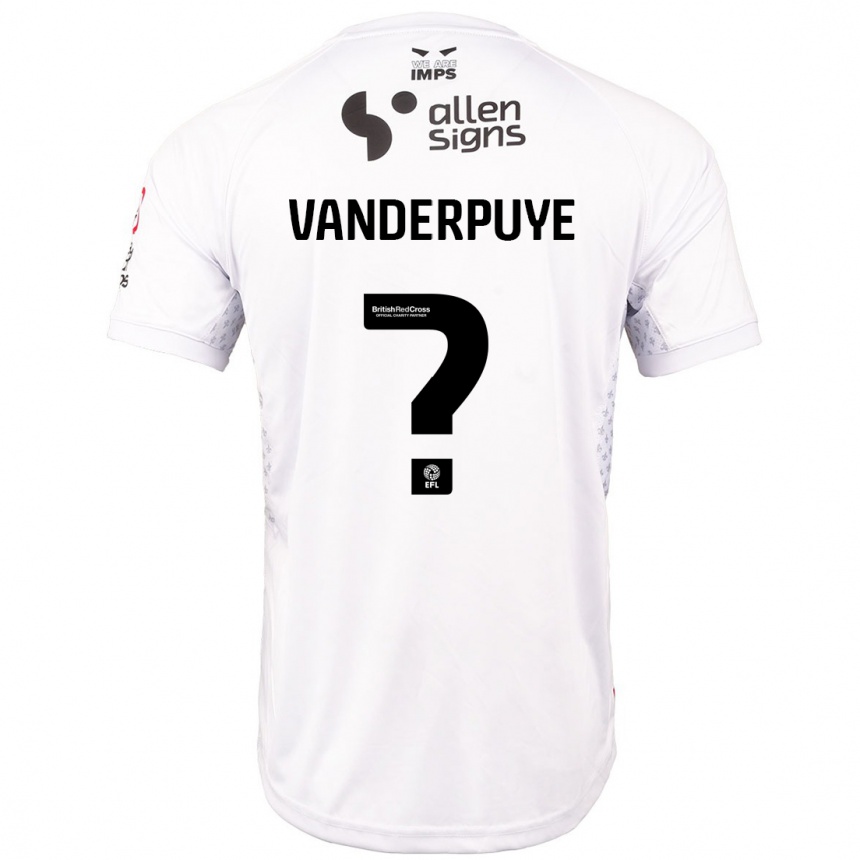 Niño Fútbol Camiseta Daniel Vanderpuye #0 Rojo Blanco 2ª Equipación 2024/25 Perú