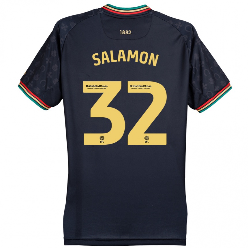 Niño Fútbol Camiseta Matteo Salamon #32 Azul Marino Oscuro 2ª Equipación 2024/25 Perú