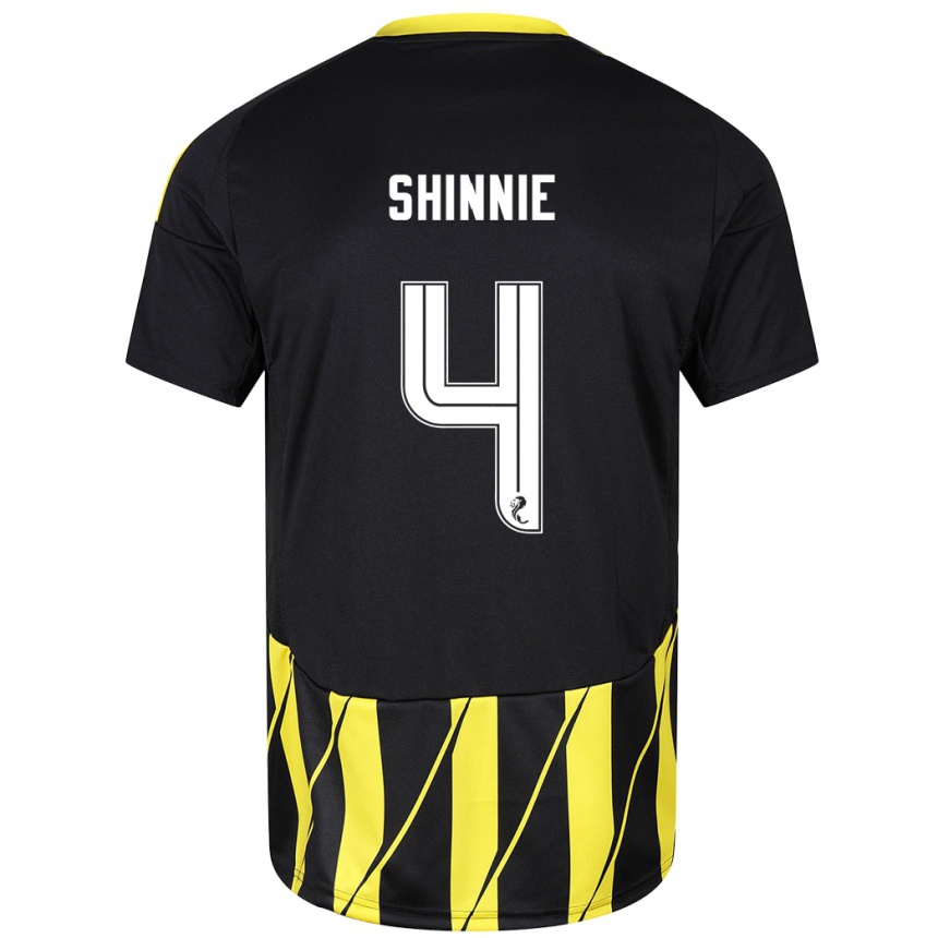 Niño Fútbol Camiseta Graeme Shinnie #4 Negro Amarillo 2ª Equipación 2024/25 Perú