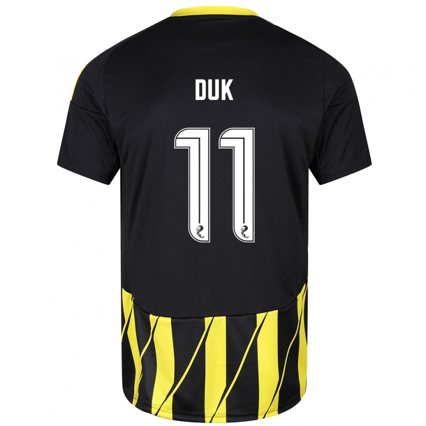 Niño Fútbol Camiseta Duk #11 Negro Amarillo 2ª Equipación 2024/25 Perú