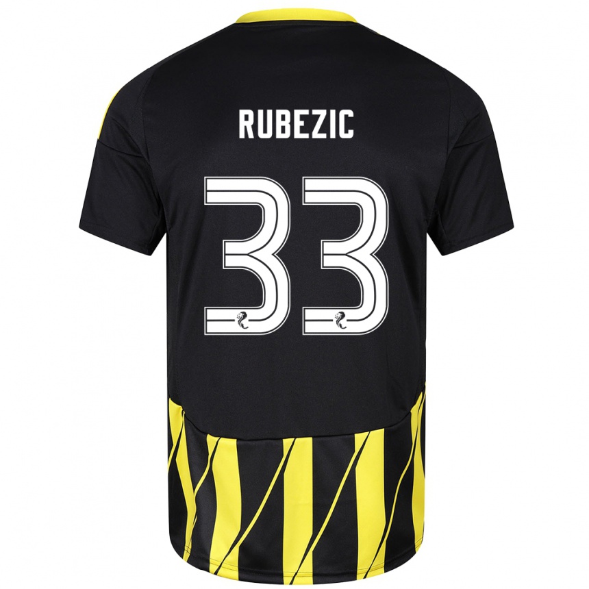 Niño Fútbol Camiseta Slobodan Rubezic #33 Negro Amarillo 2ª Equipación 2024/25 Perú