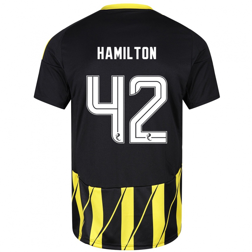 Niño Fútbol Camiseta Brendan Hamilton #42 Negro Amarillo 2ª Equipación 2024/25 Perú