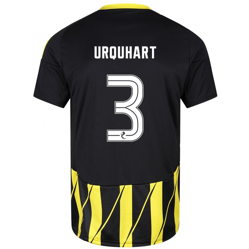 Niño Fútbol Camiseta Millie Urquhart #3 Negro Amarillo 2ª Equipación 2024/25 Perú