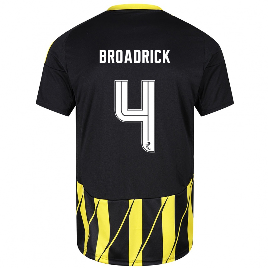 Niño Fútbol Camiseta Jessica Broadrick #4 Negro Amarillo 2ª Equipación 2024/25 Perú