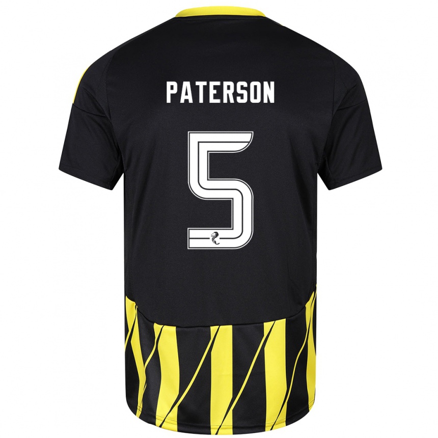 Niño Fútbol Camiseta Donna Paterson #5 Negro Amarillo 2ª Equipación 2024/25 Perú