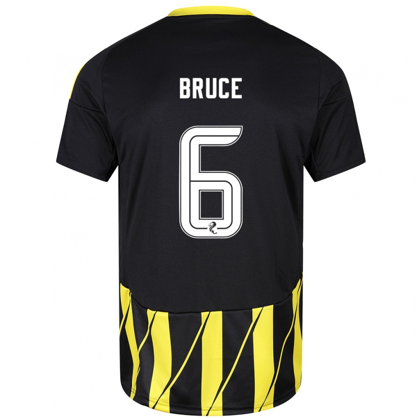 Niño Fútbol Camiseta Natasha Bruce #6 Negro Amarillo 2ª Equipación 2024/25 Perú