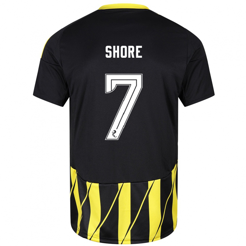 Niño Fútbol Camiseta Eilidh Shore #7 Negro Amarillo 2ª Equipación 2024/25 Perú