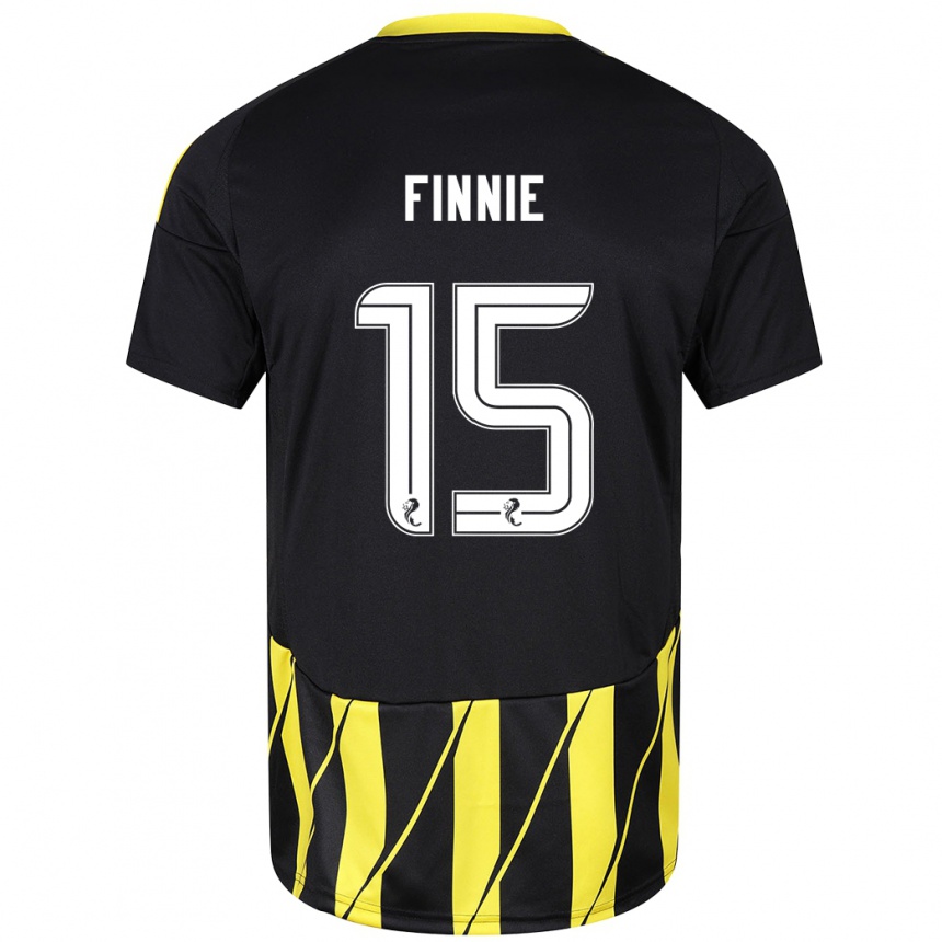 Niño Fútbol Camiseta Maddison Finnie #15 Negro Amarillo 2ª Equipación 2024/25 Perú