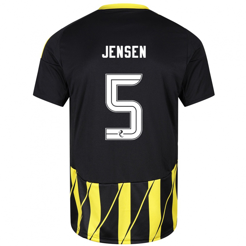 Niño Fútbol Camiseta Richard Jensen #5 Negro Amarillo 2ª Equipación 2024/25 Perú