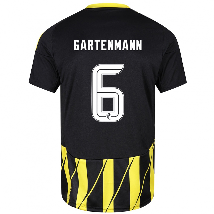 Niño Fútbol Camiseta Stefan Gartenmann #6 Negro Amarillo 2ª Equipación 2024/25 Perú