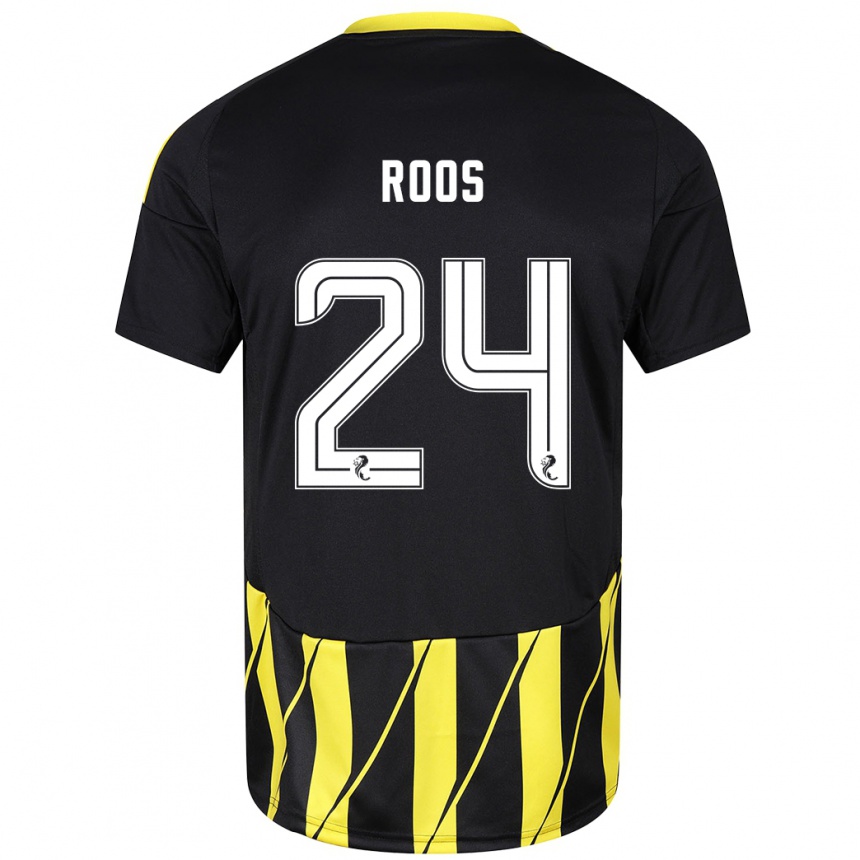 Niño Fútbol Camiseta Kelle Roos #24 Negro Amarillo 2ª Equipación 2024/25 Perú