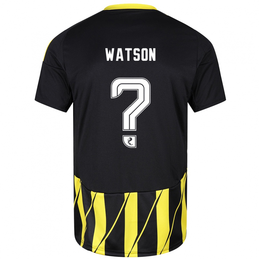 Niño Fútbol Camiseta Kai Watson #0 Negro Amarillo 2ª Equipación 2024/25 Perú