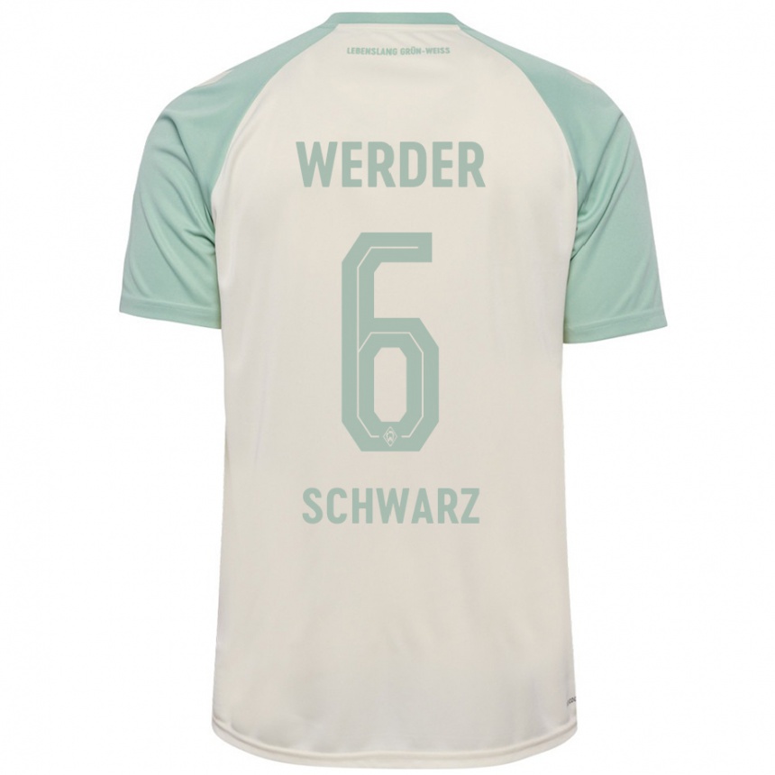 Niño Fútbol Camiseta Ricardo-Felipe Schwarz #6 Blanquecino Verde Claro 2ª Equipación 2024/25 Perú