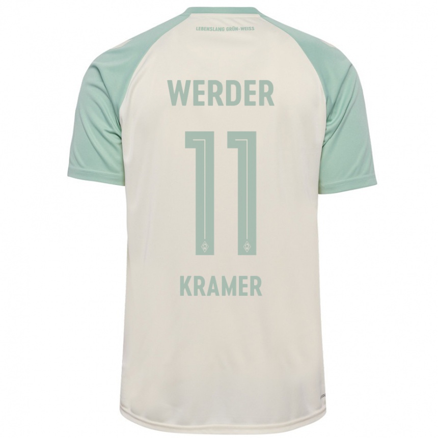 Niño Fútbol Camiseta Levi-Marinus Kramer #11 Blanquecino Verde Claro 2ª Equipación 2024/25 Perú