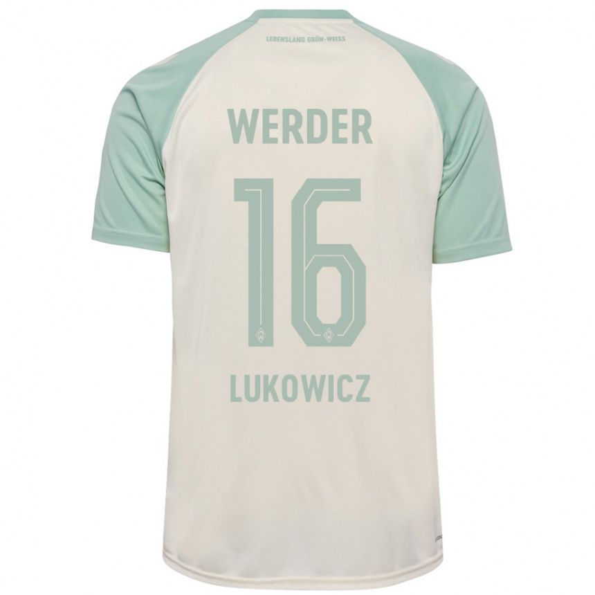 Niño Fútbol Camiseta Maik Lukowicz #16 Blanquecino Verde Claro 2ª Equipación 2024/25 Perú