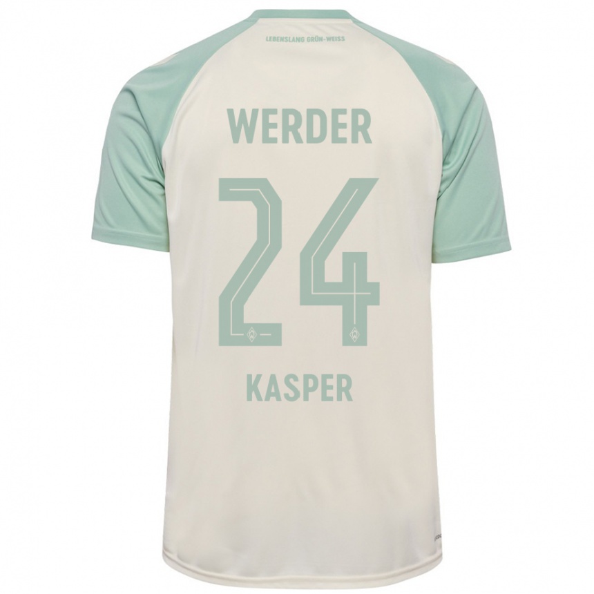 Niño Fútbol Camiseta Dominik Kasper #24 Blanquecino Verde Claro 2ª Equipación 2024/25 Perú