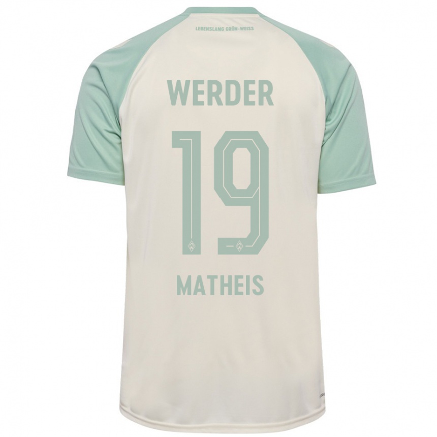 Niño Fútbol Camiseta Saskia Matheis #19 Blanquecino Verde Claro 2ª Equipación 2024/25 Perú