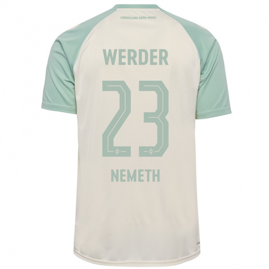 Niño Fútbol Camiseta Hanna Nemeth #23 Blanquecino Verde Claro 2ª Equipación 2024/25 Perú