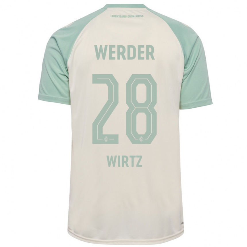 Niño Fútbol Camiseta Juliane Wirtz #28 Blanquecino Verde Claro 2ª Equipación 2024/25 Perú