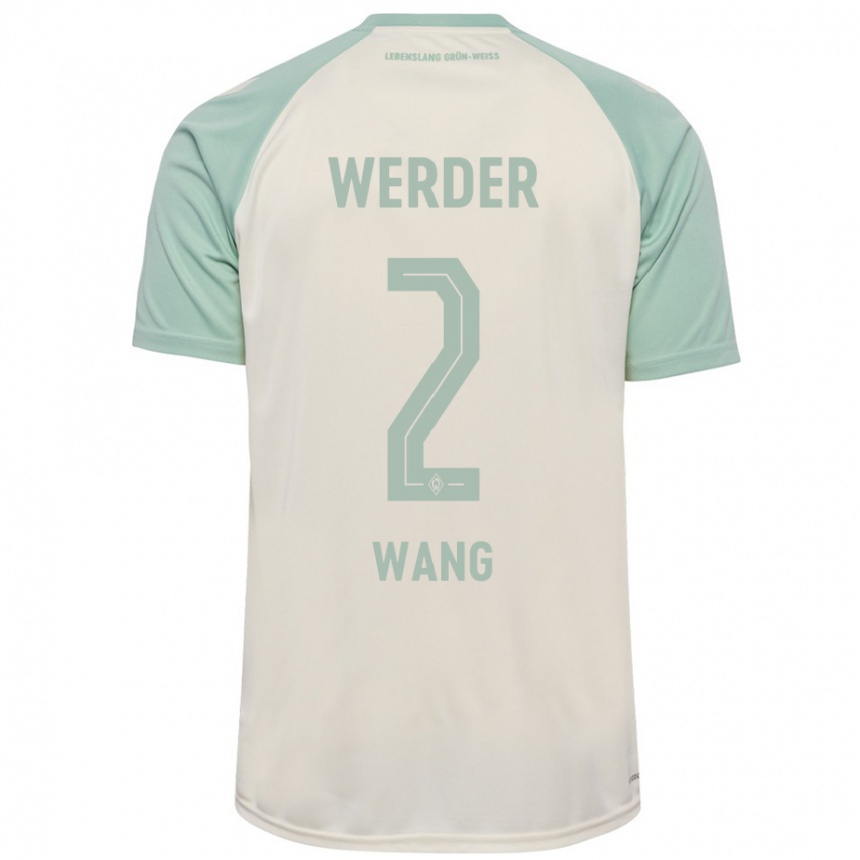 Niño Fútbol Camiseta Bowen Wang #2 Blanquecino Verde Claro 2ª Equipación 2024/25 Perú