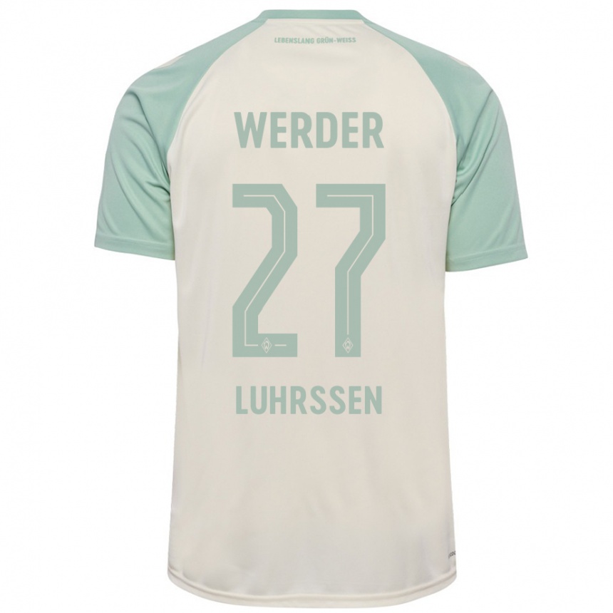 Niño Fútbol Camiseta Nina Luhrssen #27 Blanquecino Verde Claro 2ª Equipación 2024/25 Perú