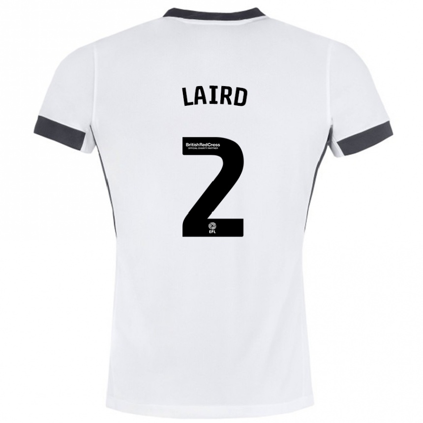 Niño Fútbol Camiseta Ethan Laird #2 Blanco Negro 2ª Equipación 2024/25 Perú