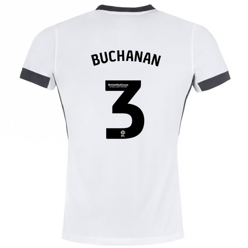 Niño Fútbol Camiseta Lee Buchanan #3 Blanco Negro 2ª Equipación 2024/25 Perú