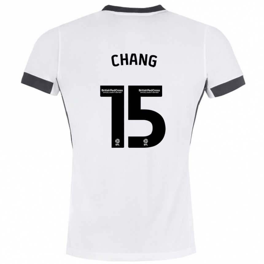 Niño Fútbol Camiseta Alfie Chang #15 Blanco Negro 2ª Equipación 2024/25 Perú